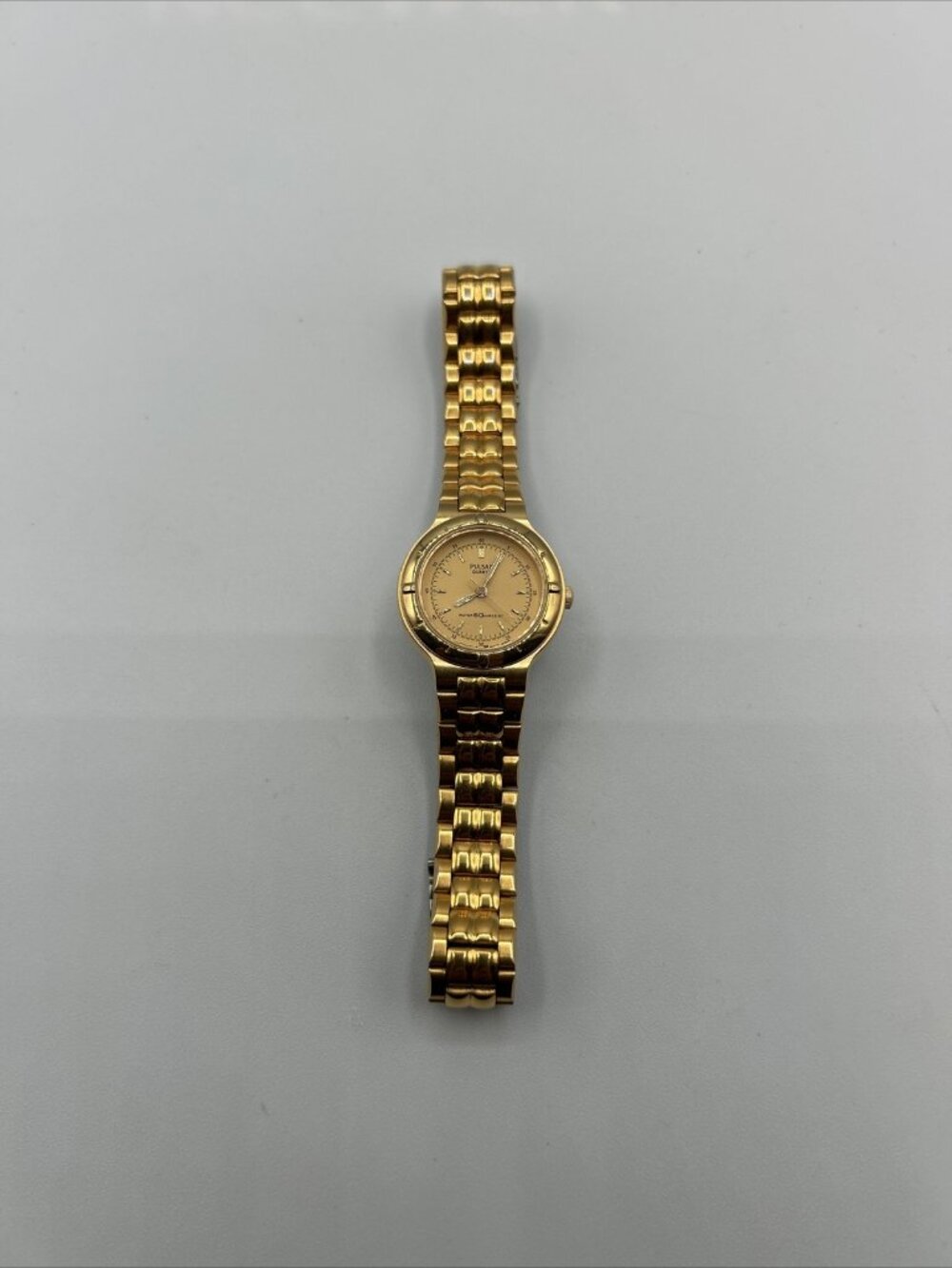Vintage Pulsar Watch Women 23mm Gold Tone V811-0480 Needs Battery 5.75"✅